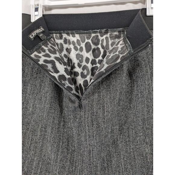 Express Pencil Skirt 4 Black Animal Print Liner Slit Office Work Lined Business - Picture 4 of 12